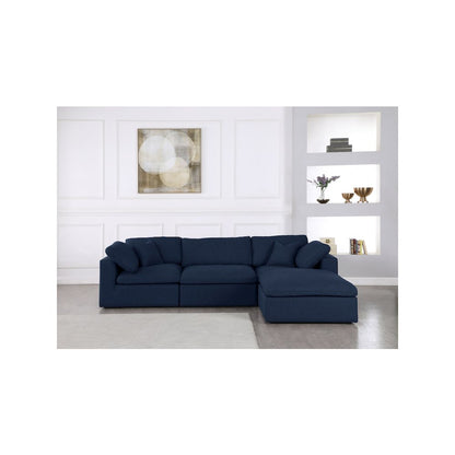 Serene Navy Linen Textured Fabric Deluxe Comfort Modular Sectional