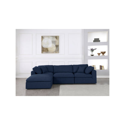 Serene Navy Linen Textured Fabric Deluxe Comfort Modular Sectional