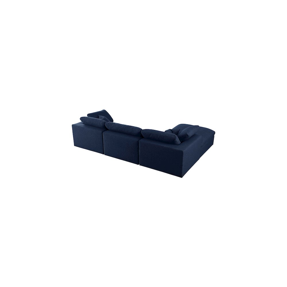 Serene Navy Linen Textured Fabric Deluxe Comfort Modular Sectional