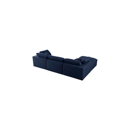 Serene Navy Linen Textured Fabric Deluxe Comfort Modular Sectional