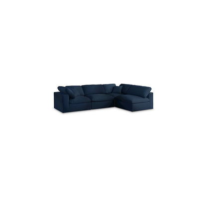 Serene Navy Linen Textured Fabric Deluxe Comfort Modular Sectional