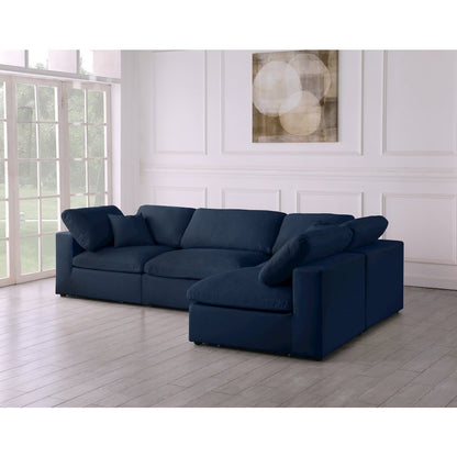 Serene Navy Linen Textured Fabric Deluxe Comfort Modular Sectional