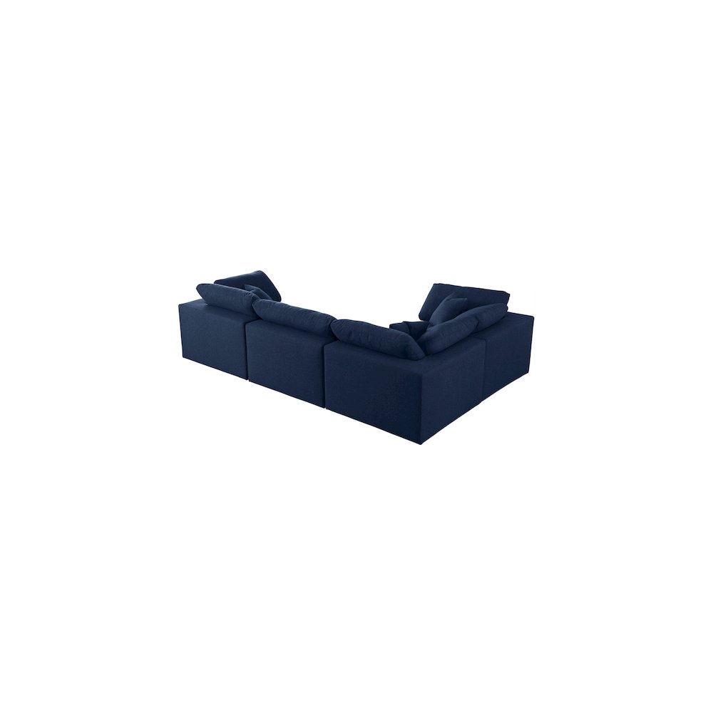 Serene Navy Linen Textured Fabric Modular Sectional