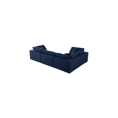 Serene Navy Linen Textured Fabric Modular Sectional