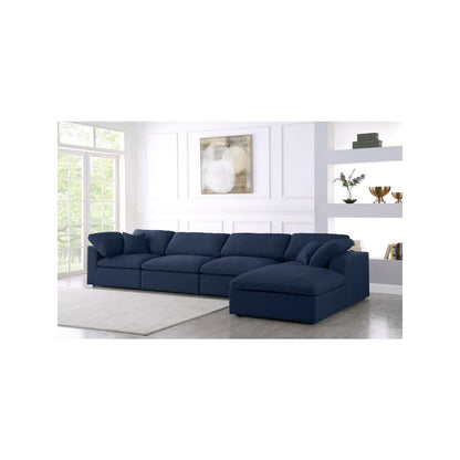 Serene Navy Linen Textured Fabric Deluxe Comfort Modular Sectional