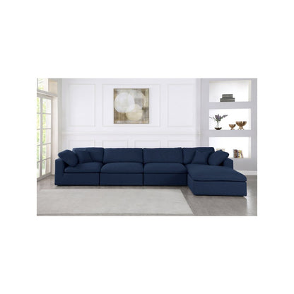 Serene Navy Linen Textured Fabric Deluxe Comfort Modular Sectional