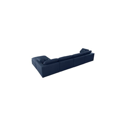 Serene Navy Linen Textured Fabric Deluxe Comfort Modular Sectional