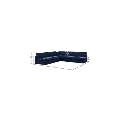 Serene Navy Linen Textured Fabric Deluxe Comfort Modular Sectional
