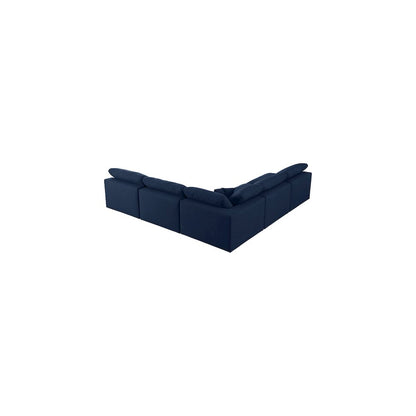 Serene Navy Linen Textured Fabric Deluxe Comfort Modular Sectional