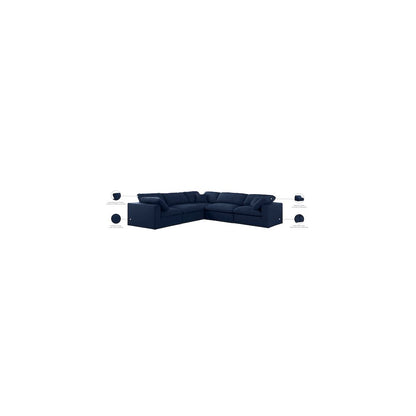 Serene Navy Linen Textured Fabric Deluxe Comfort Modular Sectional
