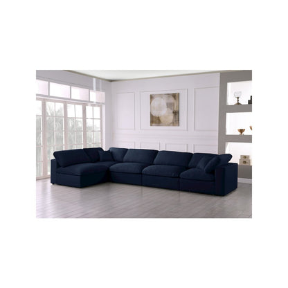 Serene Navy Linen Textured Fabric Deluxe Comfort Modular Sectional