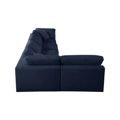 Serene Navy Linen Textured Fabric Deluxe Comfort Modular Sectional