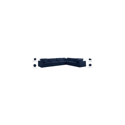 Serene Navy Linen Textured Fabric Deluxe Comfort Modular Sectional