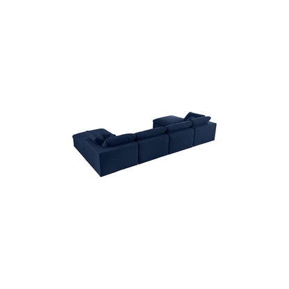 Serene Navy Linen Textured Fabric Deluxe Comfort Modular Sectional