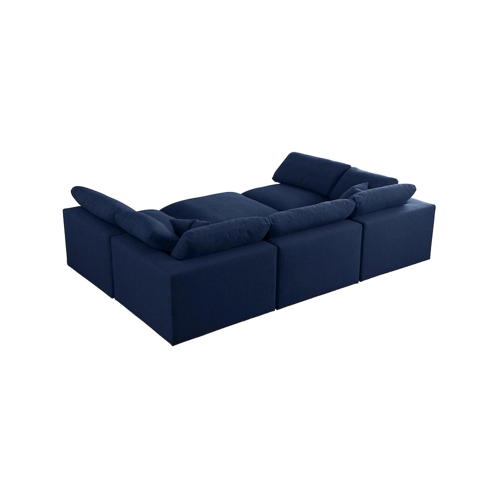 Serene Navy Linen Textured Fabric Deluxe Comfort Modular Sectional