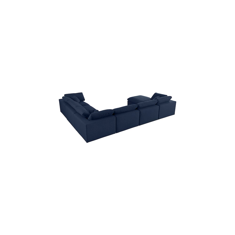 Serene Navy Linen Textured Fabric Deluxe Comfort Modular Sectional