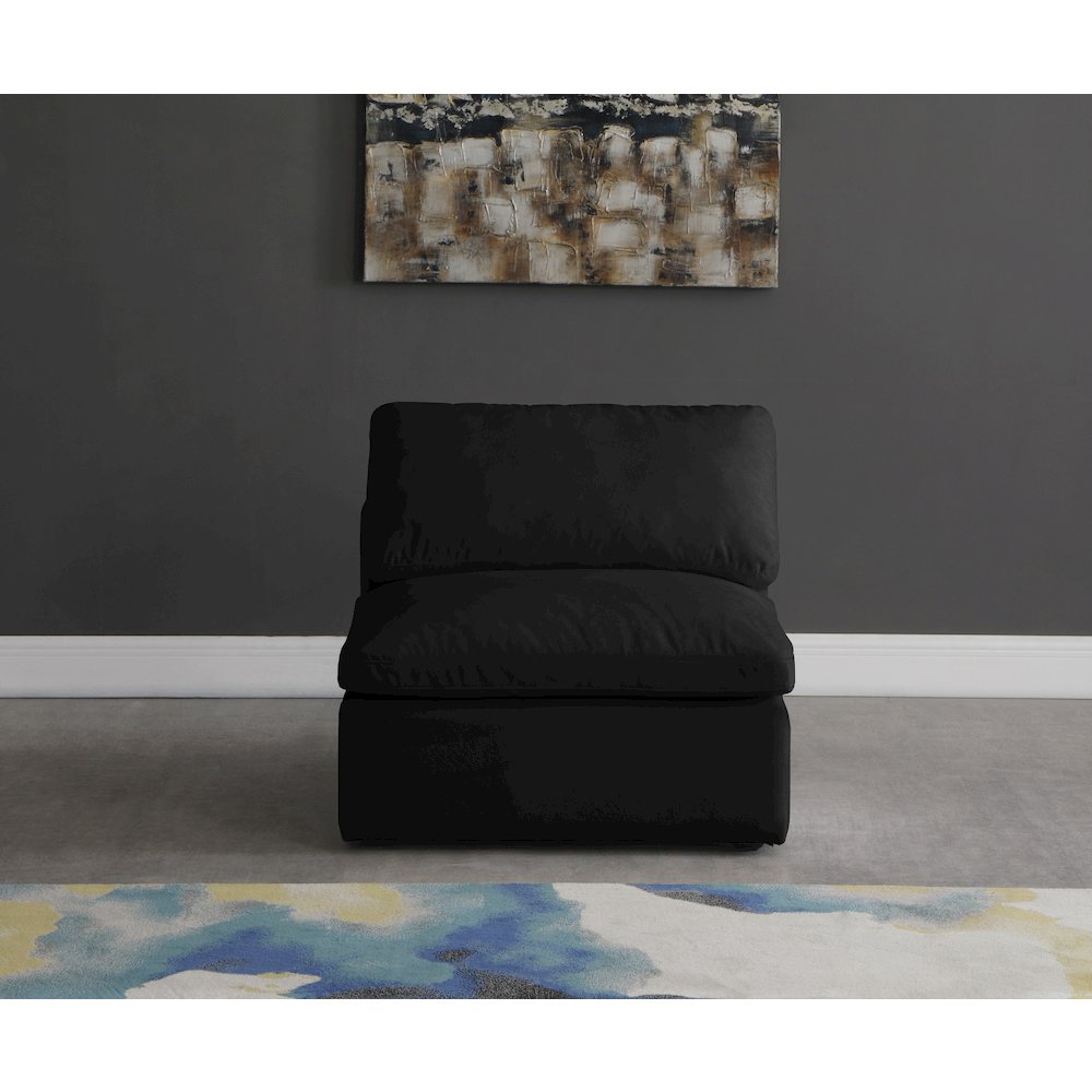 Plush Black Velvet Standard Comfort Modular Armless Chair