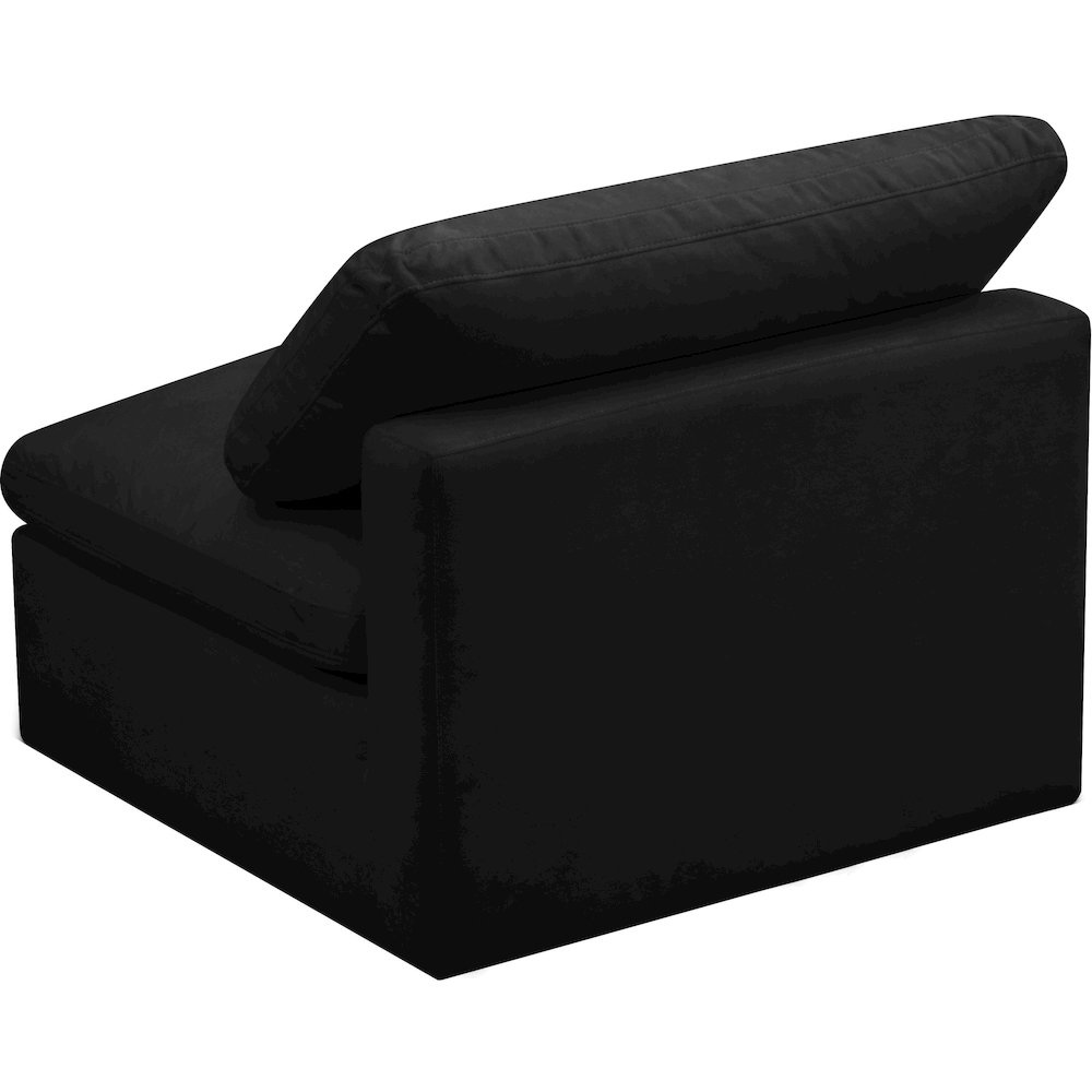 Plush Black Velvet Standard Comfort Modular Armless Chair