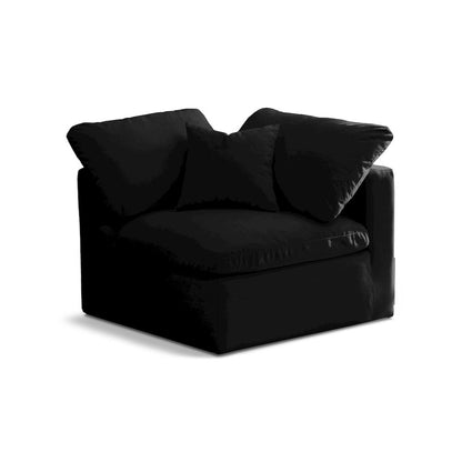 Plush Black Velvet Standard Comfort Modular Corner Chair