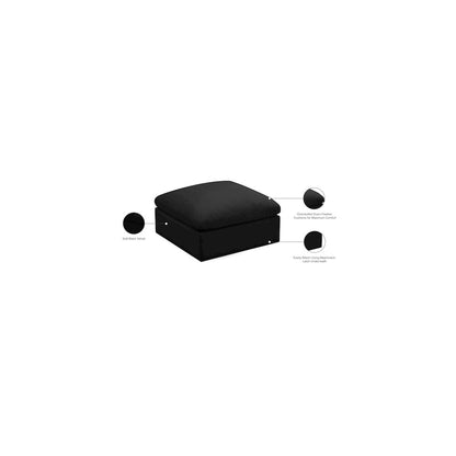 Plush Black Velvet Standard Comfort Modular Ottoman