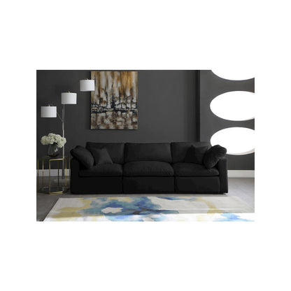 Plush Black Velvet Standard Comfort Modular Sofa