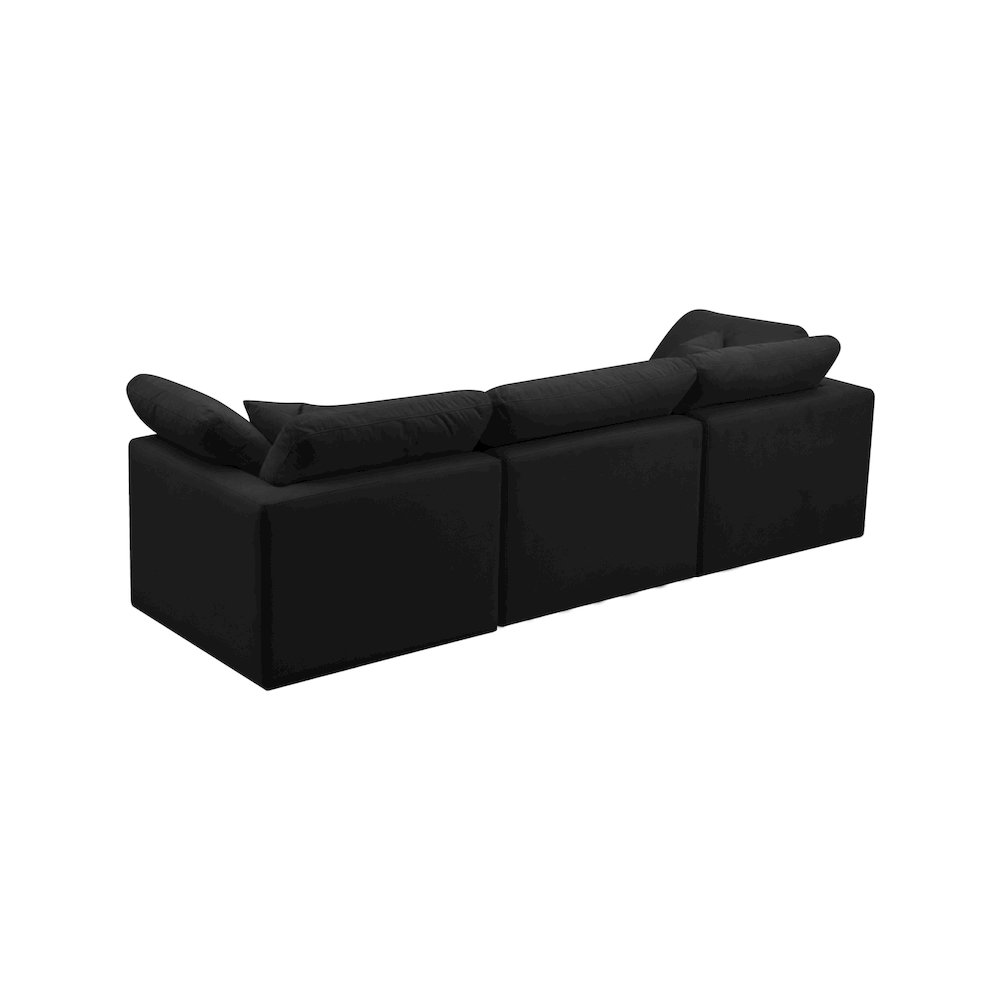 Plush Black Velvet Standard Comfort Modular Sofa