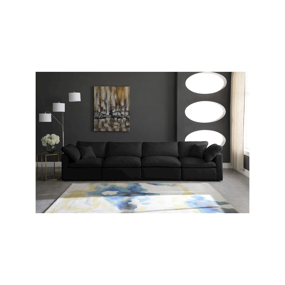 Plush Black Velvet Standard Comfort Modular Sofa