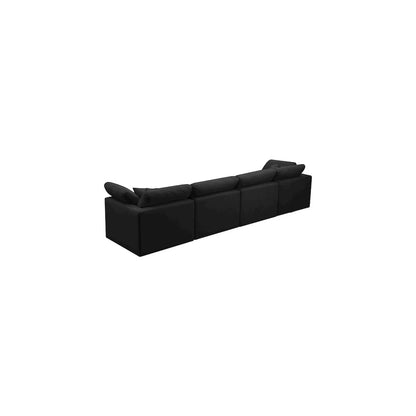 Plush Black Velvet Standard Comfort Modular Sofa