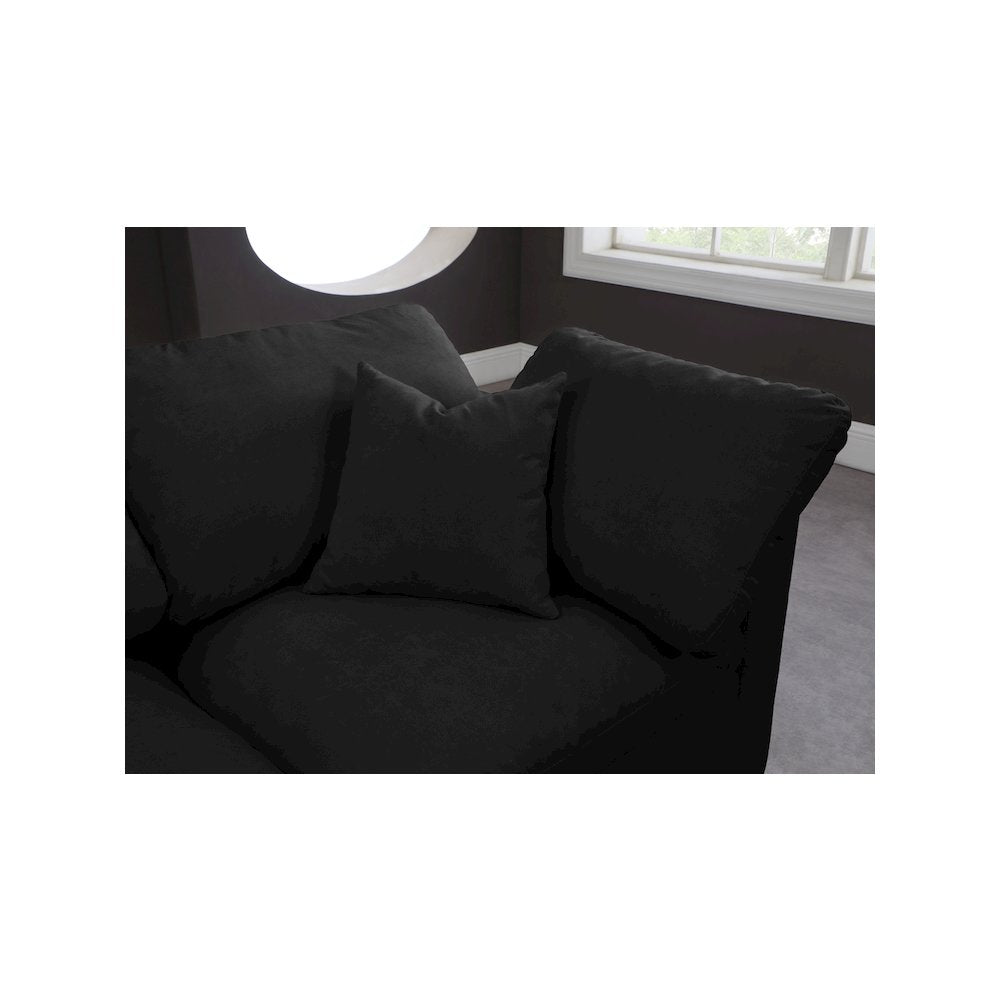Plush Black Velvet Standard Comfort Modular Sofa
