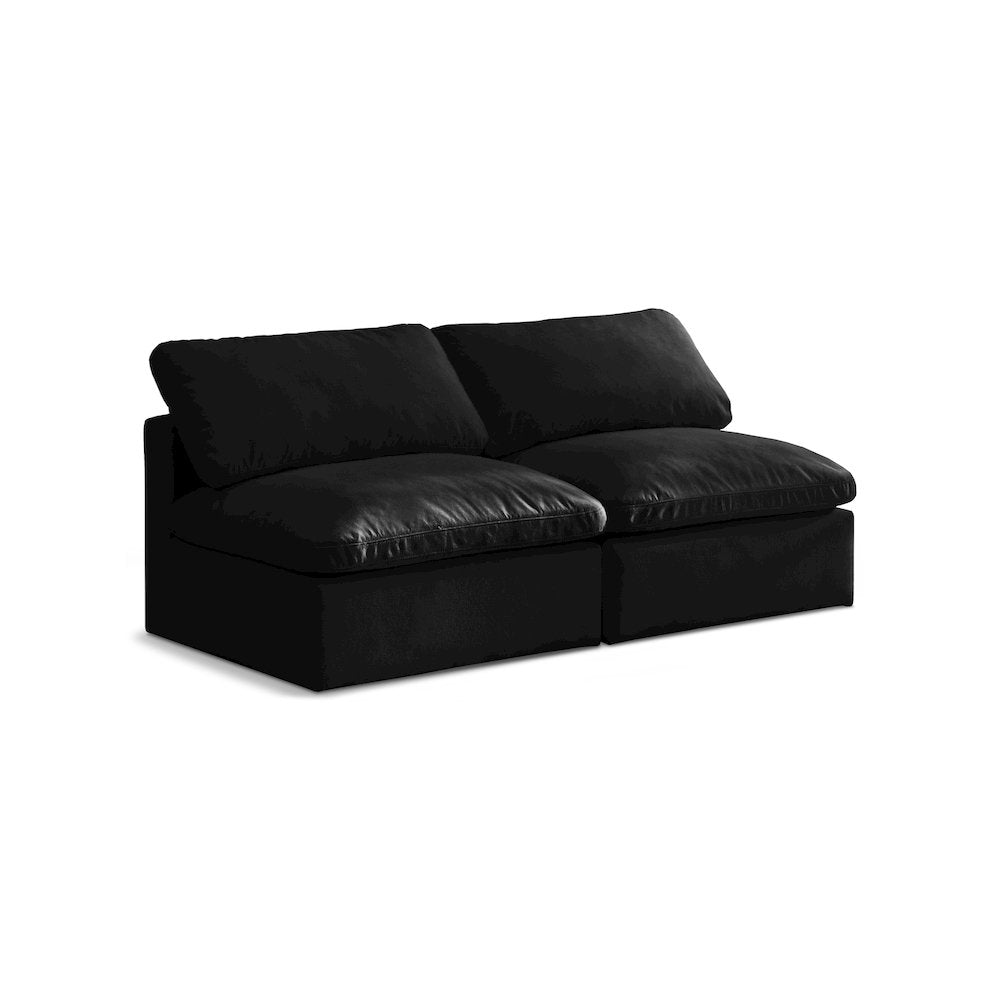 Plush Black Velvet Standard Comfort Modular Sofa