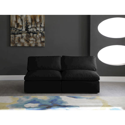 Plush Black Velvet Standard Comfort Modular Sofa
