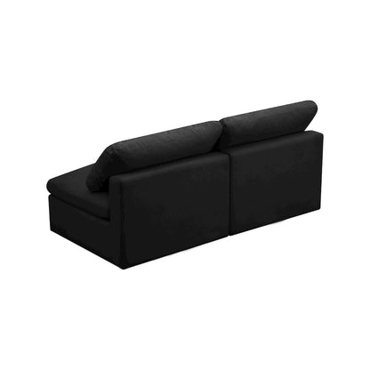 Plush Black Velvet Standard Comfort Modular Sofa