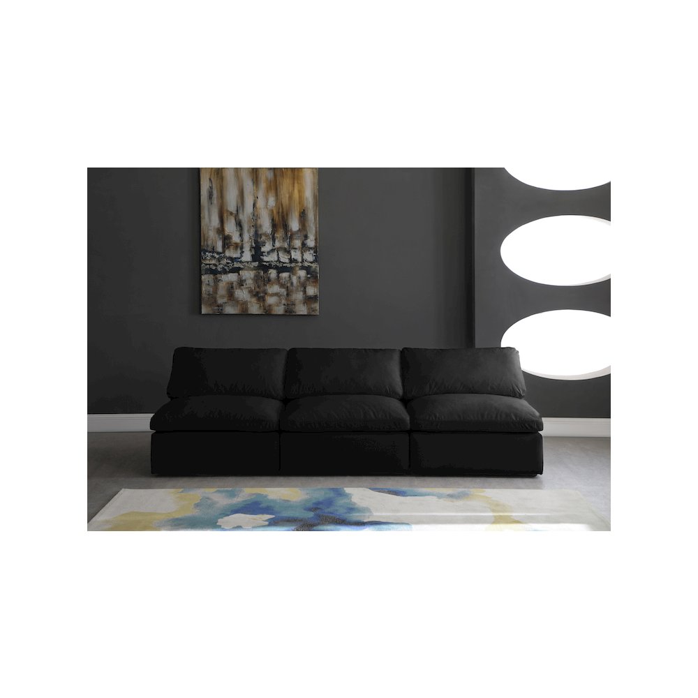 Plush Black Velvet Standard Comfort Modular Sofa
