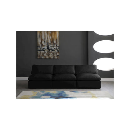 Plush Black Velvet Standard Comfort Modular Sofa