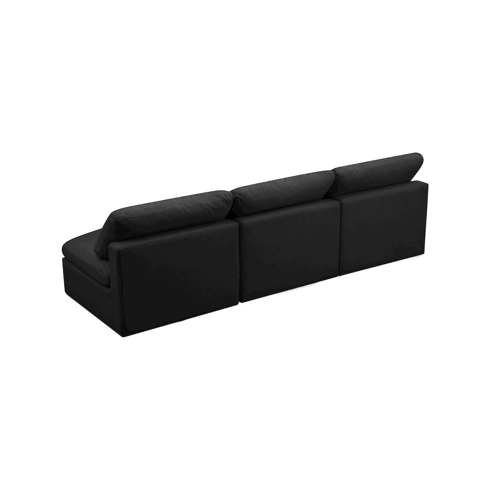 Plush Black Velvet Standard Comfort Modular Sofa