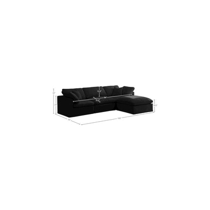 Plush Black Velvet Standard Comfort Modular Sectional