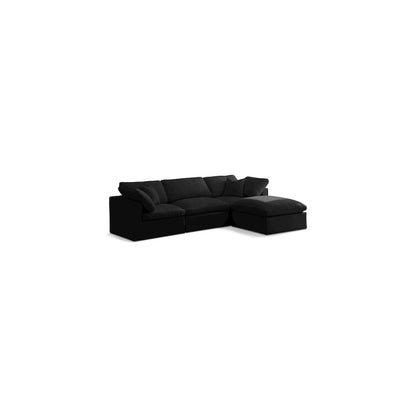 Plush Black Velvet Standard Comfort Modular Sectional