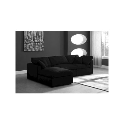 Plush Black Velvet Standard Comfort Modular Sectional