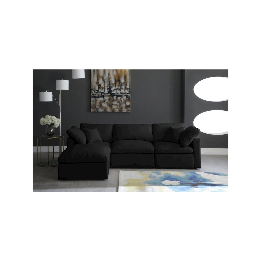Plush Black Velvet Standard Comfort Modular Sectional