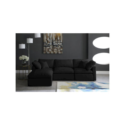 Plush Black Velvet Standard Comfort Modular Sectional