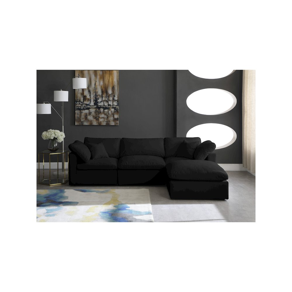 Plush Black Velvet Standard Comfort Modular Sectional