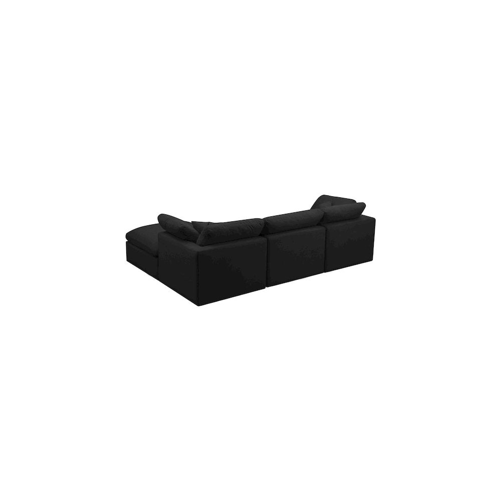 Plush Black Velvet Standard Comfort Modular Sectional