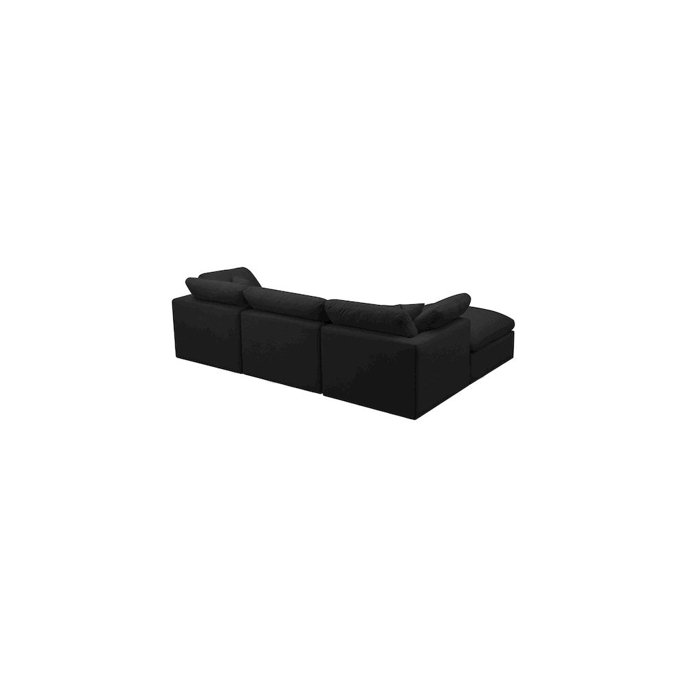 Plush Black Velvet Standard Comfort Modular Sectional