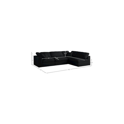 Plush Black Velvet Standard Comfort Modular Sectional
