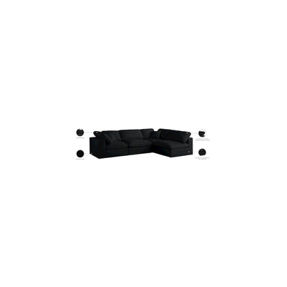 Plush Black Velvet Standard Comfort Modular Sectional