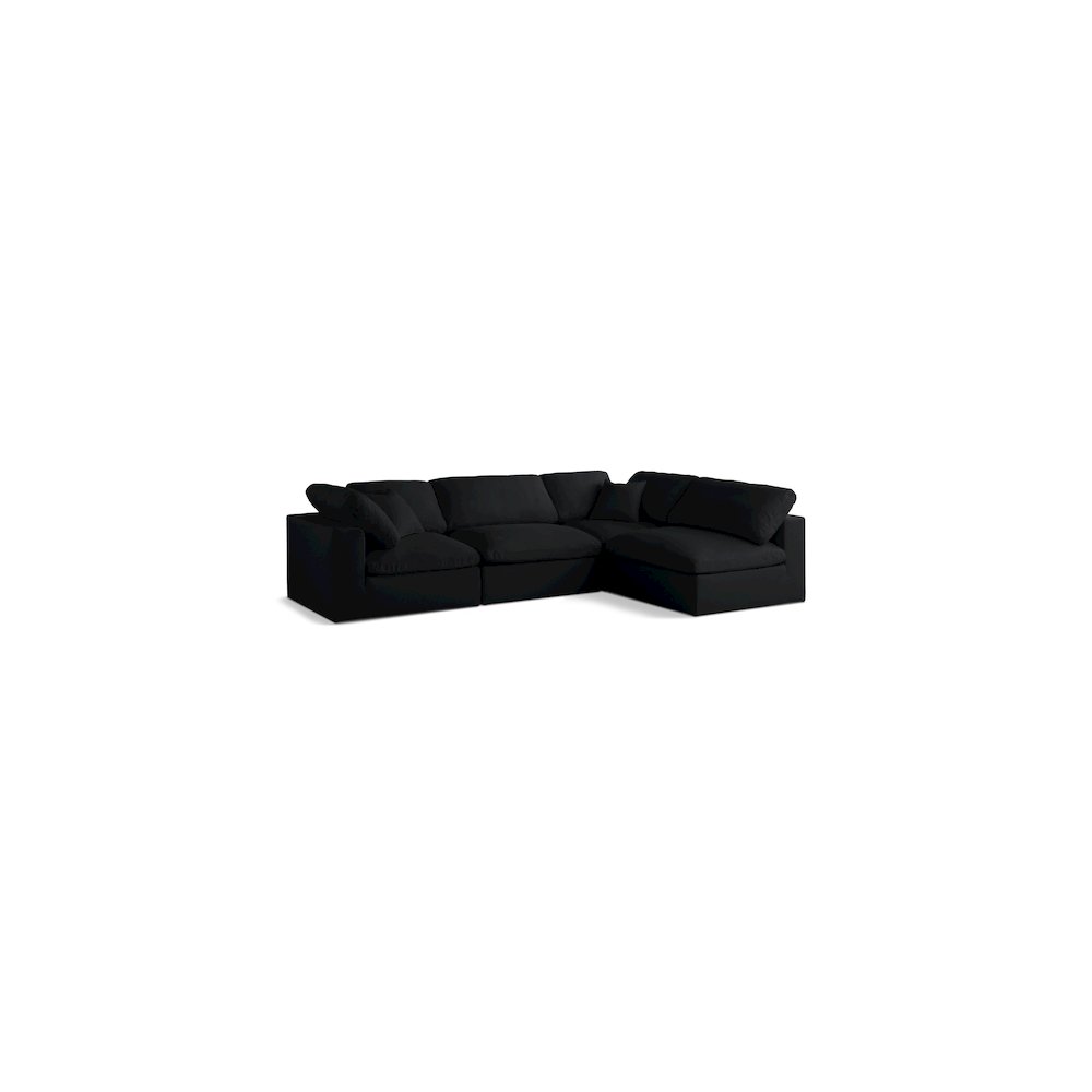 Plush Black Velvet Standard Comfort Modular Sectional