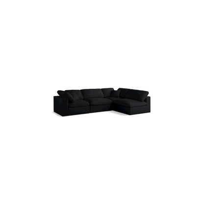 Plush Black Velvet Standard Comfort Modular Sectional