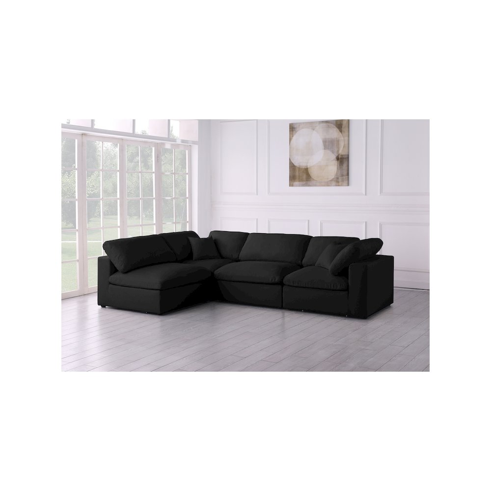 Plush Black Velvet Standard Comfort Modular Sectional