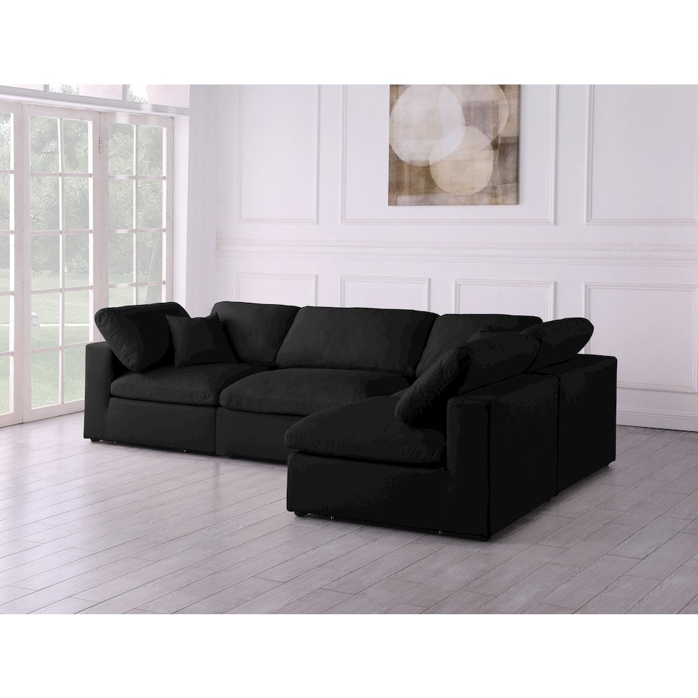 Plush Black Velvet Standard Comfort Modular Sectional