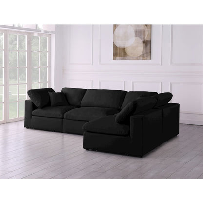 Plush Black Velvet Standard Comfort Modular Sectional